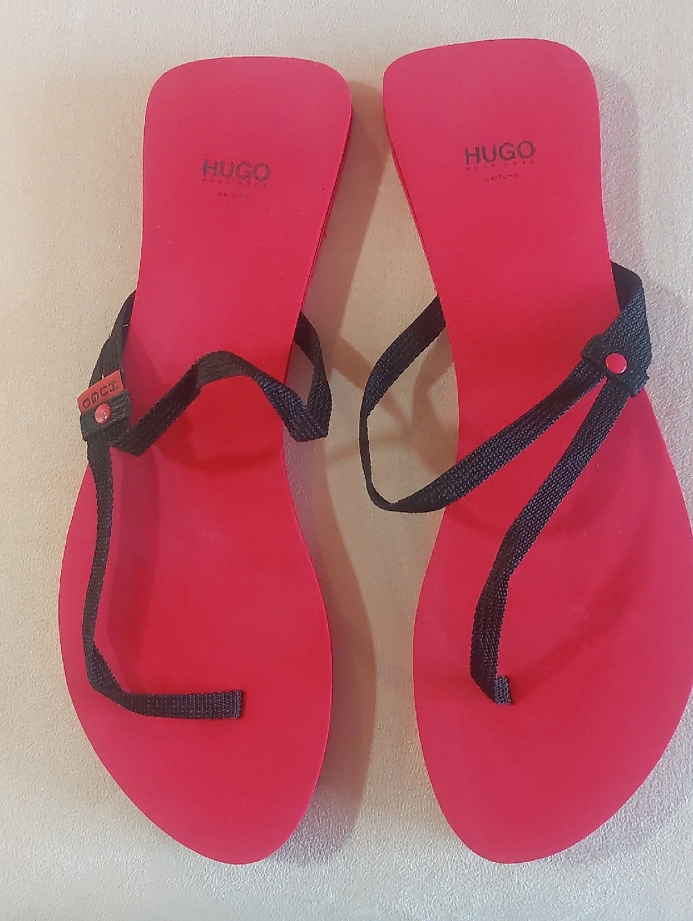 HUGO Red Minimalist Strap Flip Flops